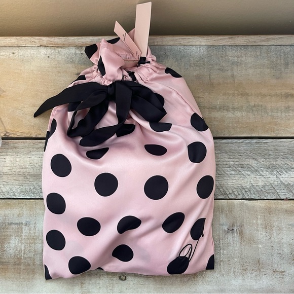 Victoria's Secret Signature Satin Slippers Polka Dot with Faux Fur - Picture 6 of 11